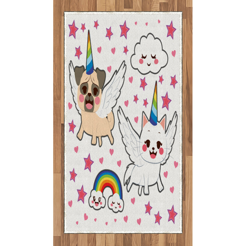 Fontenot Unicorn Cat High Density Long Fiber Poly Threads Decorative Area Rug Carpet, Rectangle 2'7" x 5'
