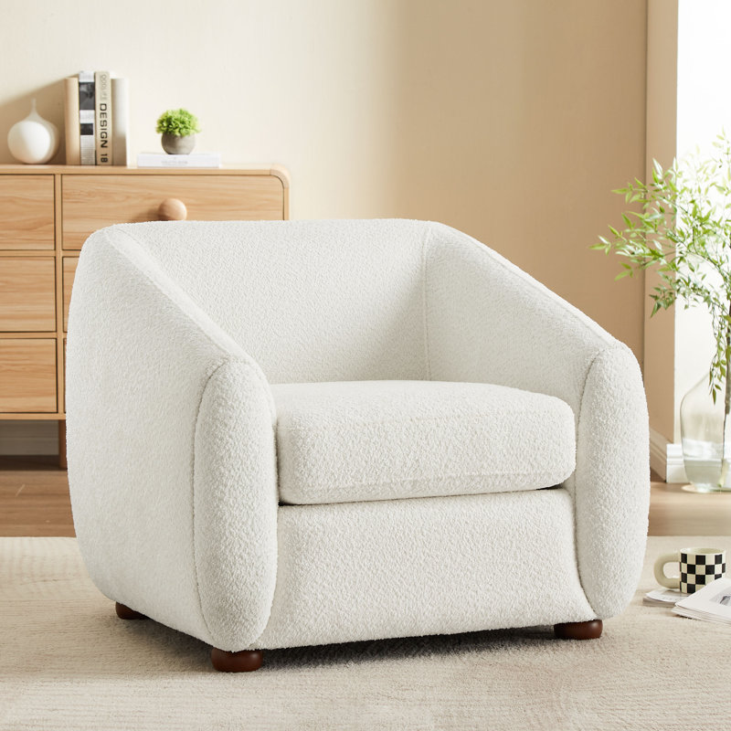 Fauteuil rembourré 36,6 pouces, Boucle blanc