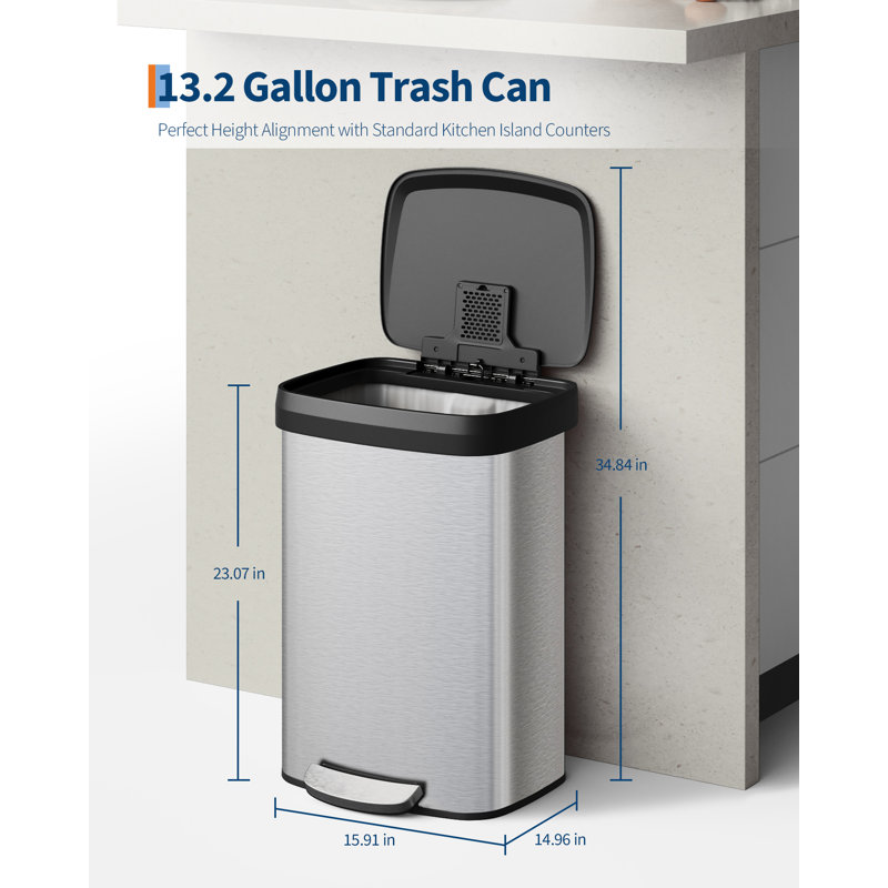 Stainless Steel Kitchen Trash Can, Stainless Steel