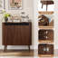 Meuble d'appoint de rangement à 2 portes de style milieu du siècle, 80 cm (31,5 po), fini grain de bois noyer