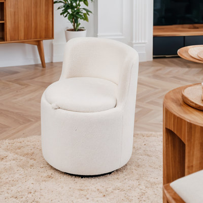 Upholstered Teddy and Sherpa Swivel Barrel Chair