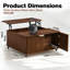 Table basse à plateau relevable moderne avec rangement, table basse carrée en noyer pour salon, bureau