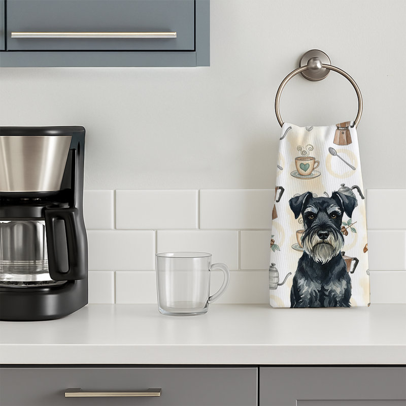 Standard Schnauzer Coffee Bar Kitchen Towel, Standard Schnauzer