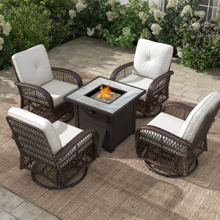 Tucci Premium All-Weather Wicker 4 - Person Patio Conversation Sets with Cushions