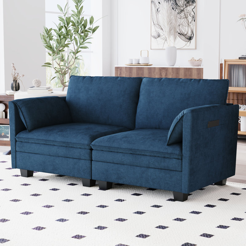 Bangura 74.27'' Comfy Loveseat, Blue