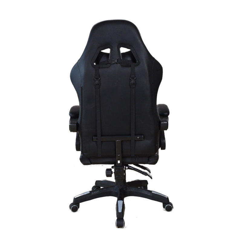 Inbox Zero Reclining Swiveling PC & Racing Game Chair, Black/Grey