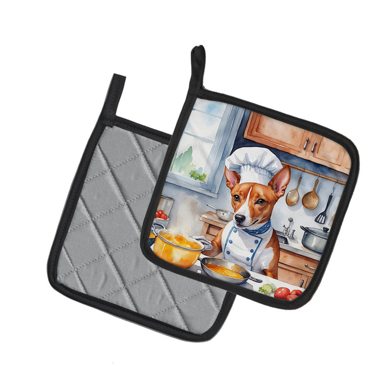 Caroline's Treasures The Dog Chef Polyester Potholder Set