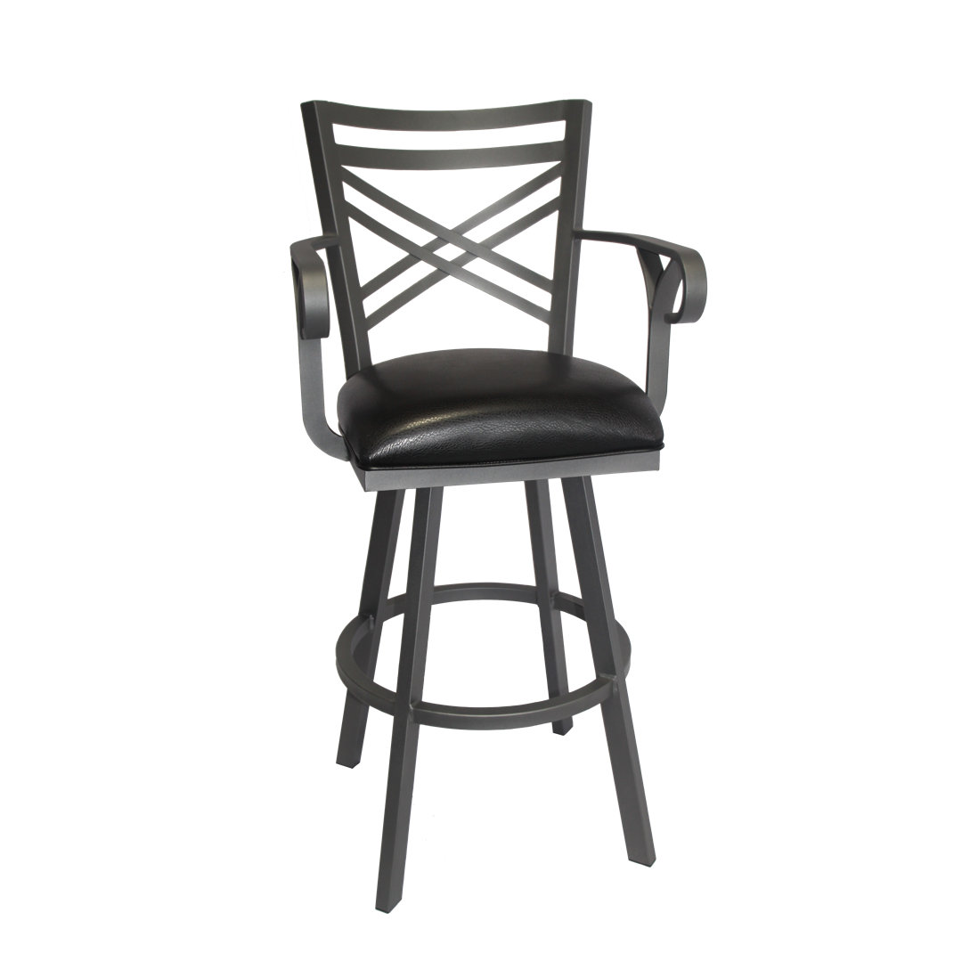 Swivel Upholstered Counter Stool with Metal Frame Winston Porter Seat 