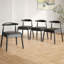 Ensemble de 2 chaises de salle à manger de style Mid-Century avec structure solide et siège tissé à la main-1386006381