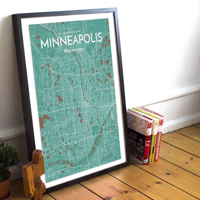 Minneapolis City Map - No Frame Print, 70.1cm H x 50cm W x 0.13cm D x 0.13 cm D