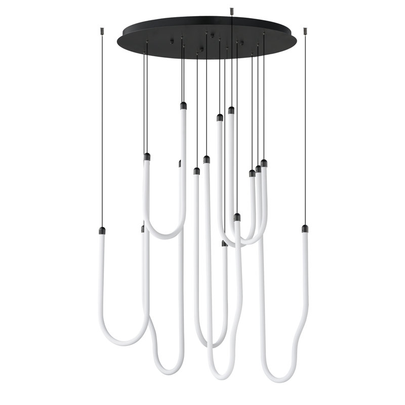 Soleil-Multi-Light Pendant, Black, 33.25" H x 35.5" W x 35.5" D, 8