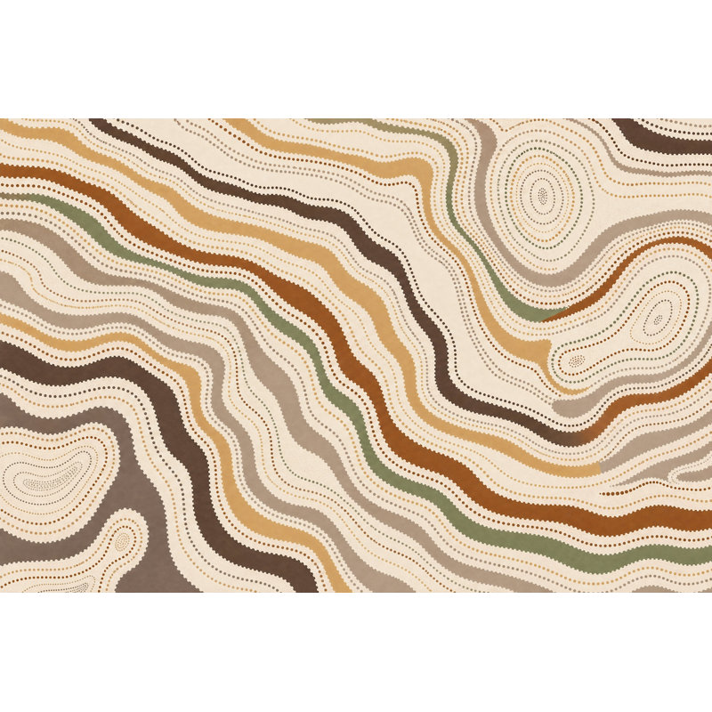 Papier peint topographique avec lignes de contour amovibles tons terreux, 200 po x 120 po, Peler et coller