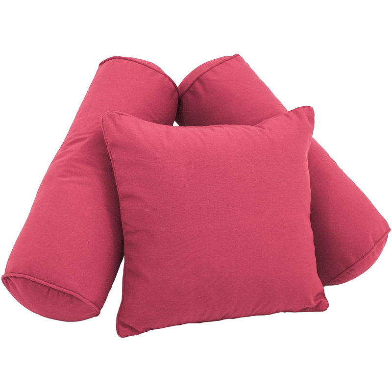 Soft Home Furnishings Solid Twill 3 Piece Bolster Pillow, Bery Berry