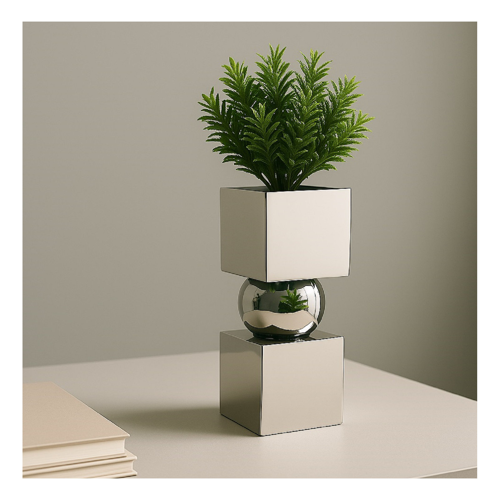 Vase Iron Square, White