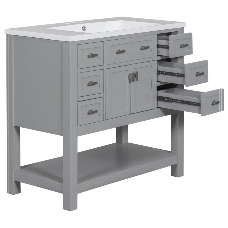 Meuble-lavabo moderne 36 po avec lavabo supérieur