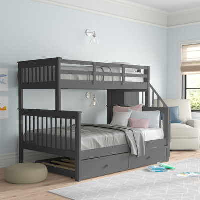 Alaina Twin Over Full Solid Wood Bunk Bed with Trundle by Three Posts™ Baby & Kids