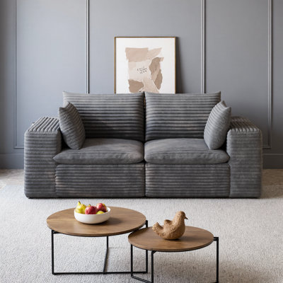 71" Soft Corduroy 2-Seater Cloud Sofa, Deep Seat Loveseat with Double-Layer Design, Plush High-Density Foam, Removable Cushions, No Assembly Required, DIY Combination for Living Room