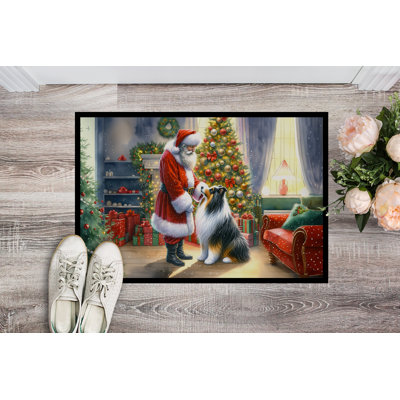 Paillasson Collie and Santa Claus