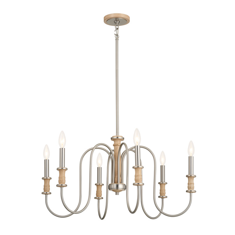 Karthe 6 - Light Dimmable Classic / Traditional Chandelier, Brushed Nickel