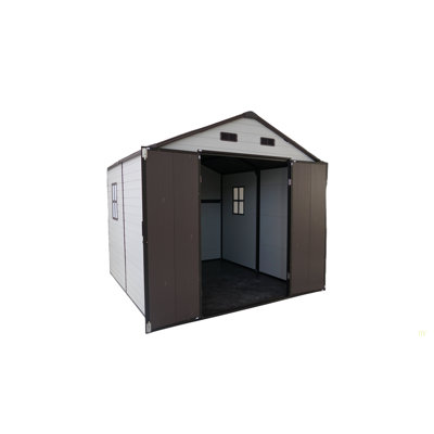 8X8x7.6FT Outdoor Resin Storage Shed With Windows, Strong Aluminum Frame & Floor For Garden, Backyard Organization