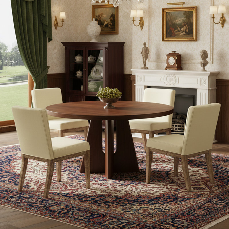 Chaises de salle à manger rembourrées Modern, chaises de cuisine sans accoudoirs avec pieds en bois massif, Beige