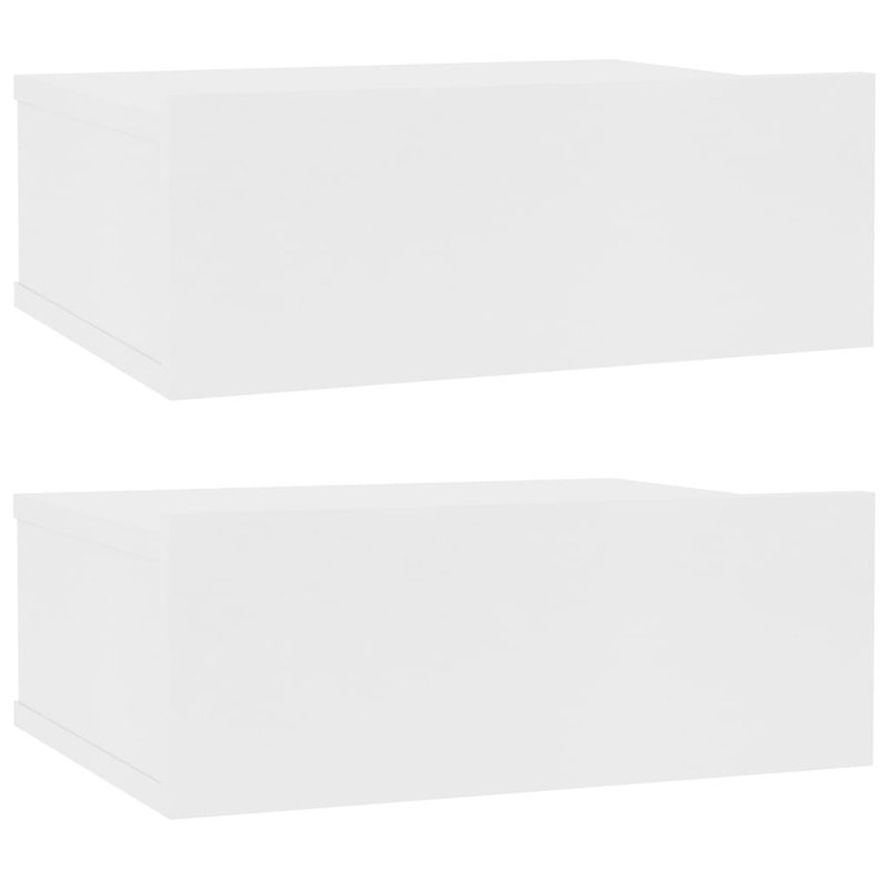 vidaXL Floating Nightstands Wall Mounted Bedside Furniture Engineered Wood, Set of 2