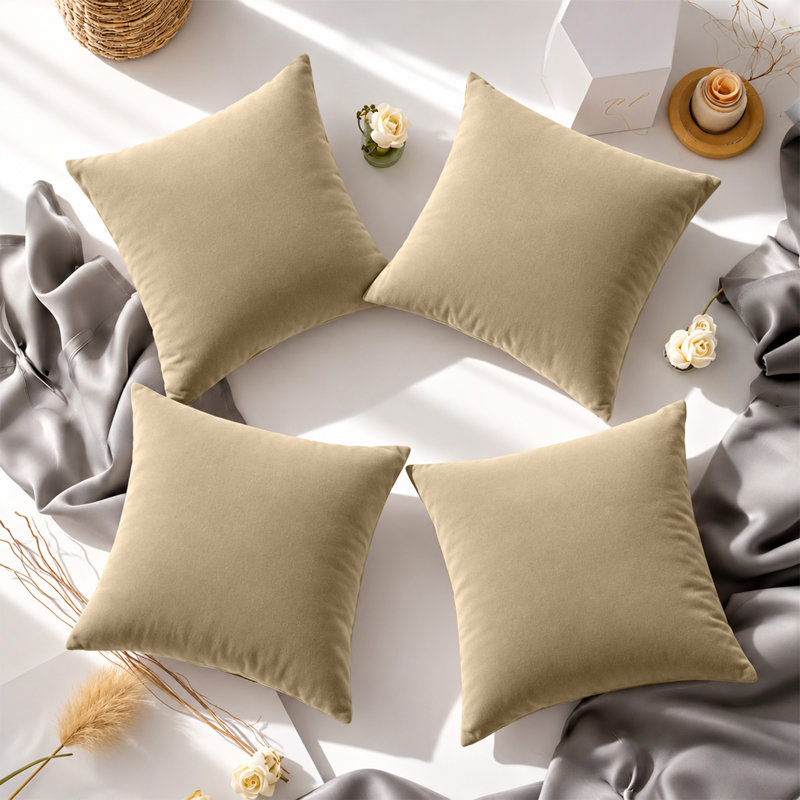 Soft Premium Microfiber Dyed Cushion Cover, BEIGE