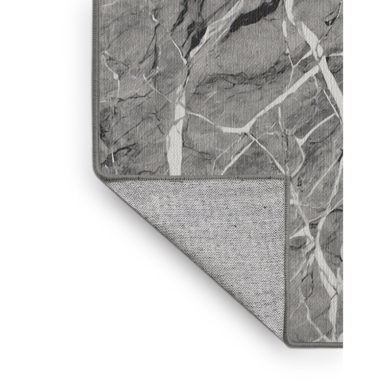 Machine Washable Gray Area Rug, Rectangle 6' x 9'