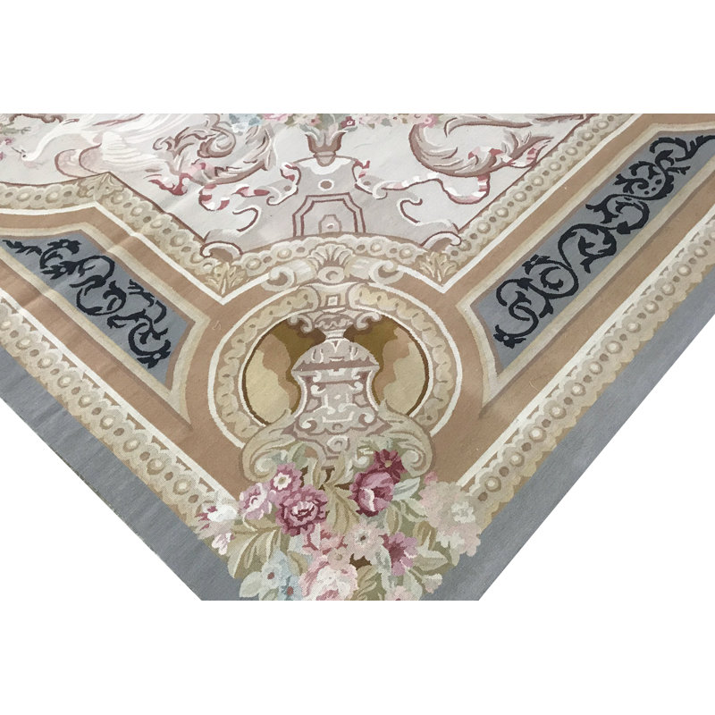 Hand-Knotted High-Quality Beige and Gray Area Rug