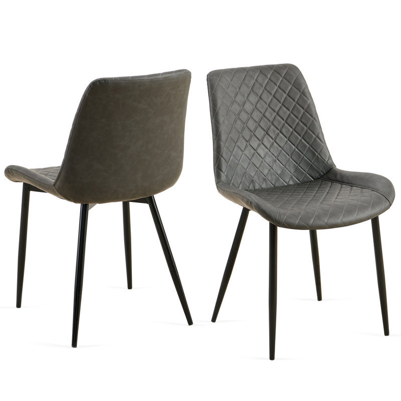 Chaise d'appoint sans accoudoirs avec pieds en métal Leathaire , 2, Gris foncé