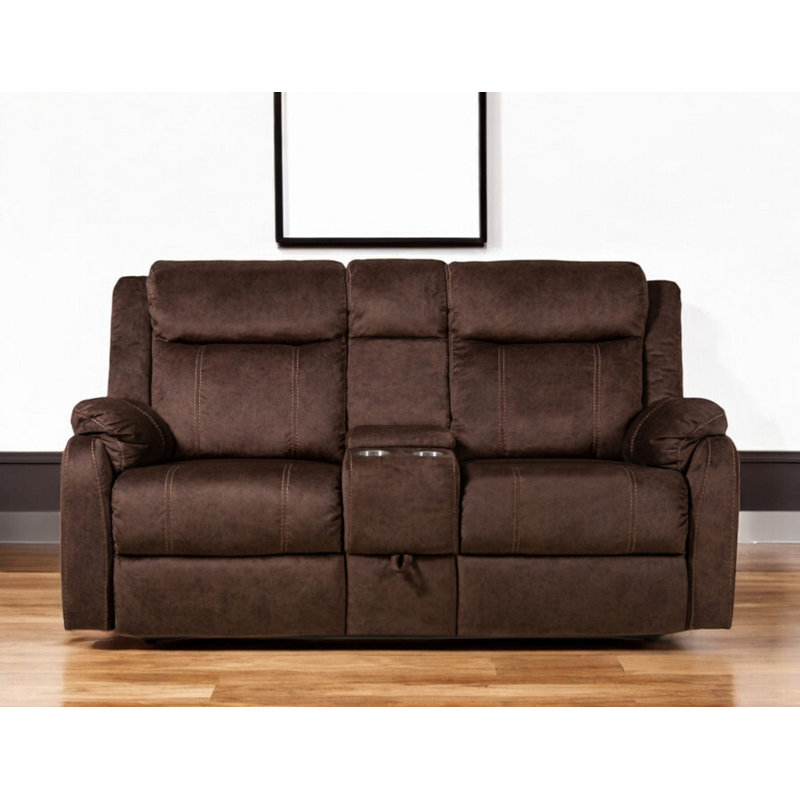 Causeuse inclinable manuelle de 70 po avec rangement brun foncé