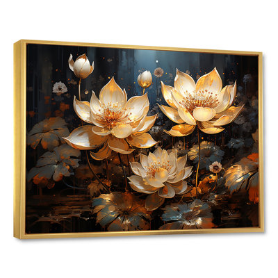 Golden Lotus Tranquility III sur toile