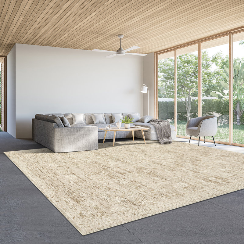 Tapis de chambre à coucher à motif floral antidérapant pour salon Boho, Rectangle 9 pi x 12 pi