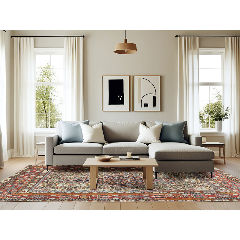 Tapis traditionnel gris / brun, Rectangle 6 pi x 9 pi