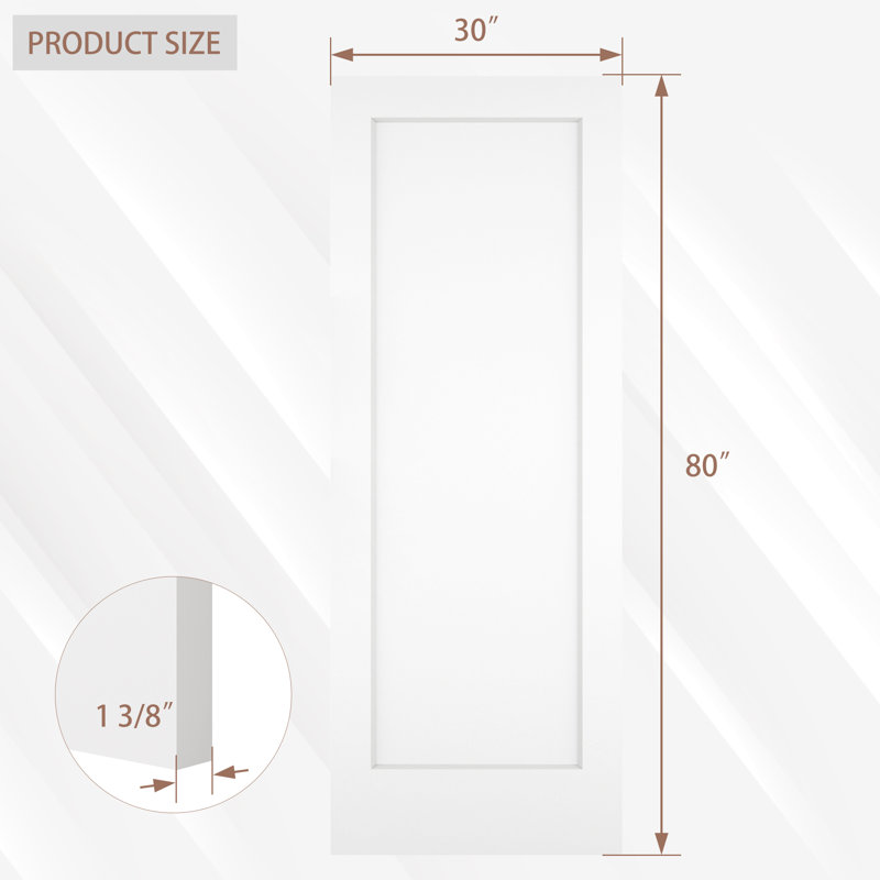 30x80 in. 1 Panel Shaker Style White Primed Hollow Core Composite Interior Molded Door Slab, 30" x 80"