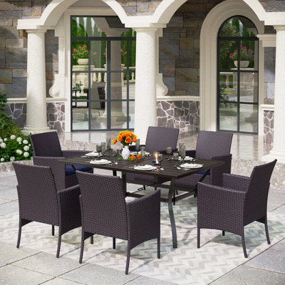 6 - Person Rectangular Patio Dining Set with Cushions included