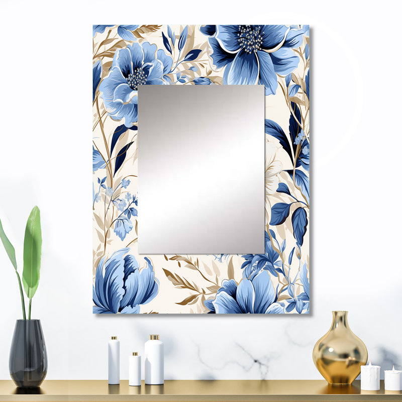 Clee Coastal Retreat Ii Boho Pattern - miroir boho, miroir mural unique Boho, reproduction d'art en métal, 32 po x 24 po