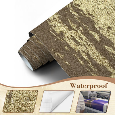 Peel and Stick Wallpaper Gold grunge texture to create distressed effect Patina scratch golden Wall Murals 100"H x 144"W Removable PVC Wall Paper Self-Adhesive Wall Paintings Art Decor for Bedroom Living Room