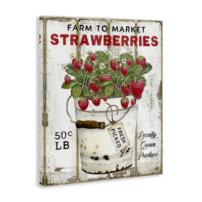 Farm To Market Strawberries Canvas Wall Art by Creatif Belle bp-560_CN