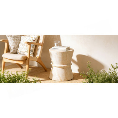 Table d'appoint extérieure en forme de sablier U_Style, table d'appoint contemporaine en béton avec texture de pierre simulée, table de bout d'extérieur pour salon, jardin.