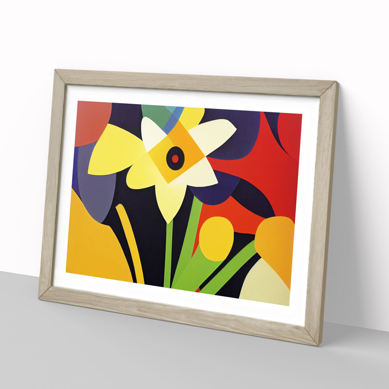 Abstract Daffodil Flowers Vol.2 - Framed Print, 34cm H x 46cm W x 2cm D, Oak