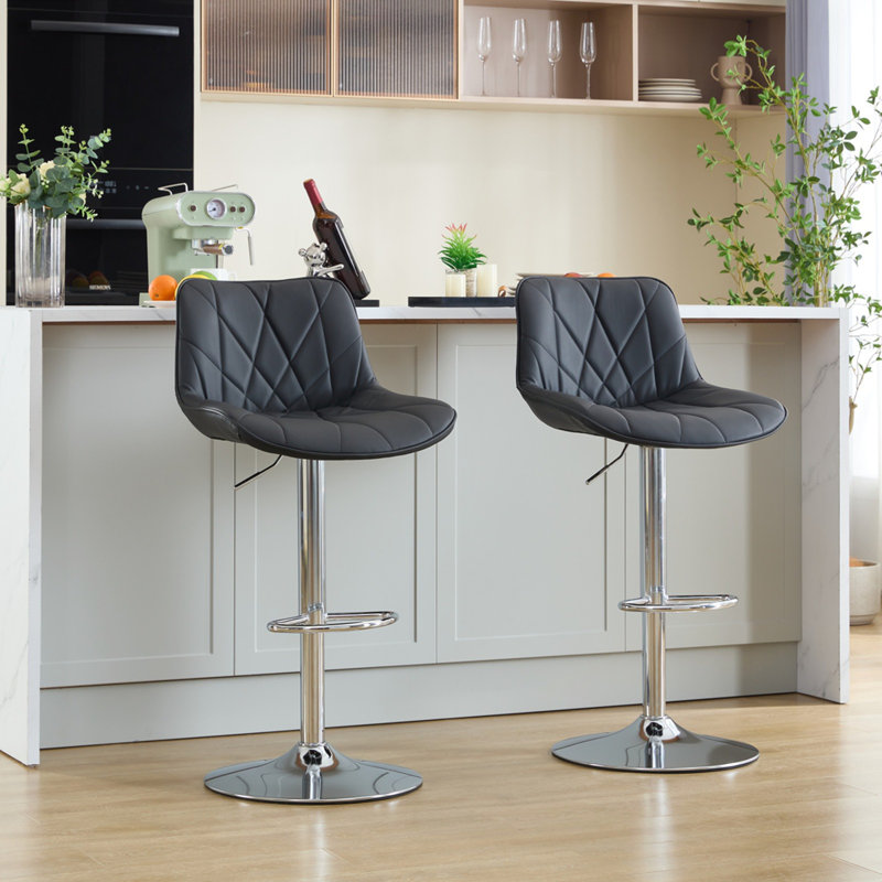 Counter Height Bar Stools Set Of 2, Black