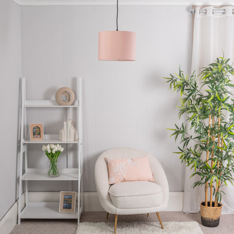 22cm H Blended Fabric Drum Pendant Shade, Pink