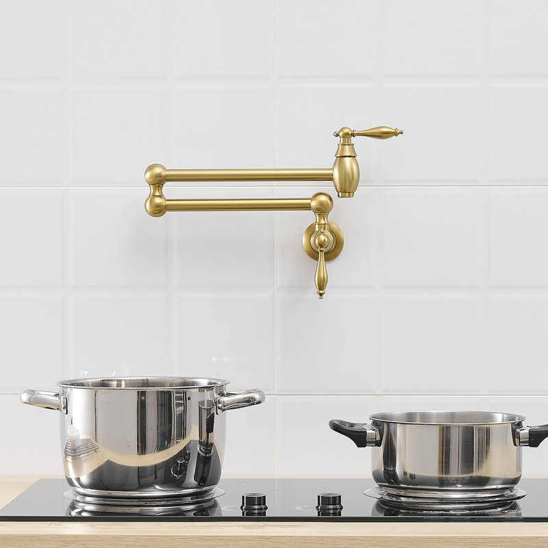 Pot Filler,Wall Mount Commercial Pot Filler Faucet,Brass Material Kitchen Folding Faucet,Coffee Machine Faucet With Stretchable Double Joint Swing Arms