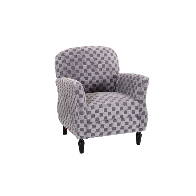 Fauteuil à carreaux en velours côtelé, Polyester gris fumée