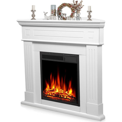 Meuble télé avec foyer électrique en coin blanc Pearl Pearl