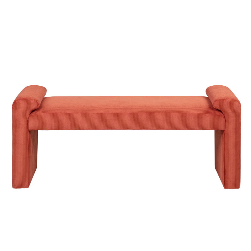 Linn Round Edge Fully Upholstered Bench, Orange