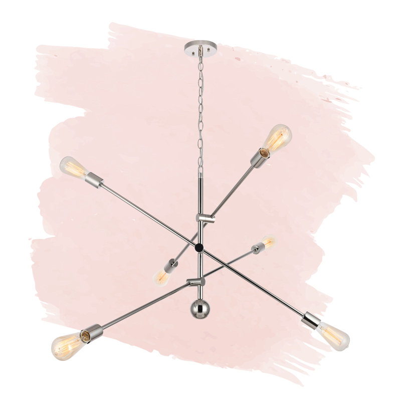 Whelchel 6-Light Dimmable Sputnik Chandelier, 82" H x 42" W x 42" D, Polished Nickel