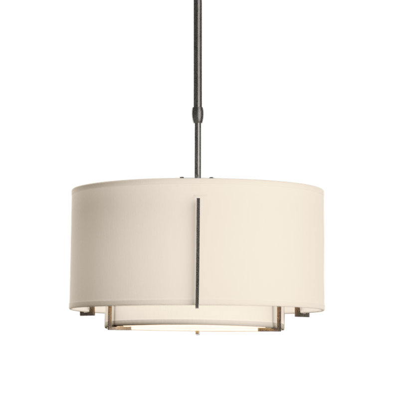 Exos 3 - Light Unique/Statement Drum Chandelier, Natural Anna, 12" H x 28" W x 28" D, Natural Iron