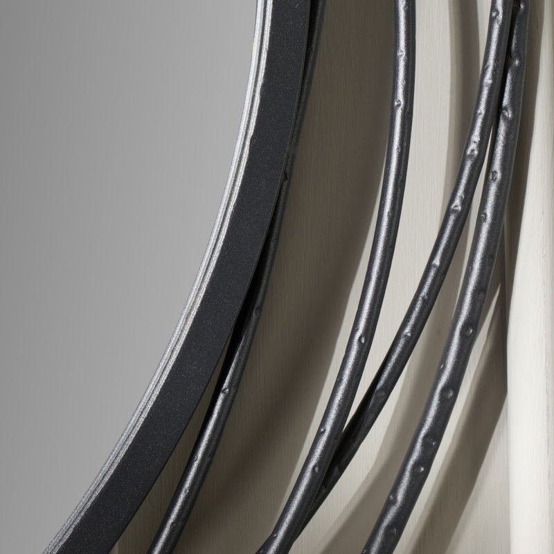 Javin Round Metal Swirl Framed Wall Mounted Accent Mirror, Matte Black